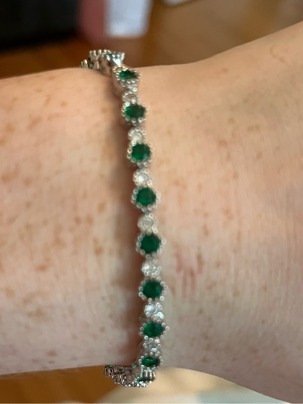 Emerald Green Tennis Bracelet - Stainless Steel - Picture 2 of 6